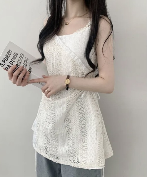 gossip！ロサンゼルス（ゴシップロサンゼルス）の「Y2K   【垢抜けレイヤードアイテム】パッチワークコットンキャミワンピース（ワンピース・レディース・オフホワイト・FREE）」の10枚目の写真