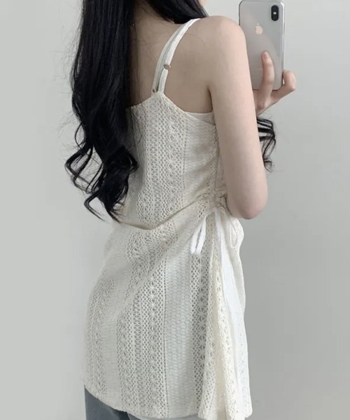 gossip！ロサンゼルス（ゴシップロサンゼルス）の「Y2K   【垢抜けレイヤードアイテム】パッチワークコットンキャミワンピース（ワンピース・レディース・オフホワイト・FREE）」の11枚目の写真