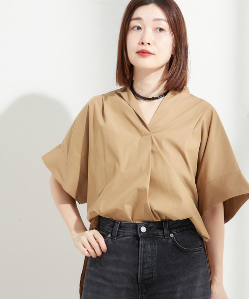 25ss JOURNAL STANDARD L'ESSAGE ニュアンスシャツ オーガンジーニュアンスノーカラーシャツ（シャツ／ブラウス