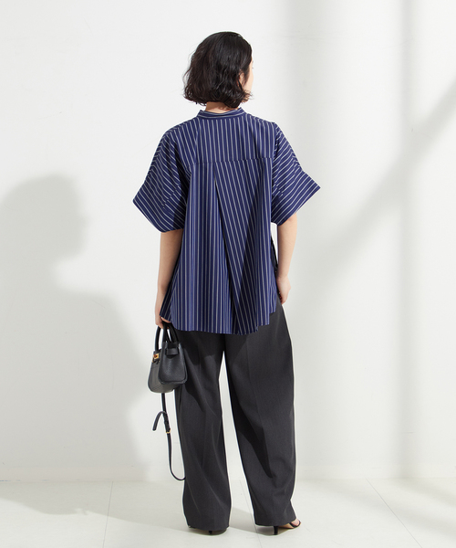 25ss JOURNAL STANDARD L'ESSAGE ニュアンスシャツ オーガンジーニュアンスノーカラーシャツ（シャツ／ブラウス