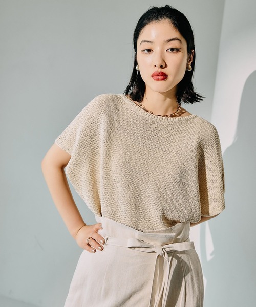 LEPSIM(レプシィム)の「5ゲージカノコライクプルオーバーSS 243190(ニット/セーター・レディース・ホワイト×ブラック/ブルー/ブラック/キナリ/レッド系その他・FREE)」の3枚目の写真