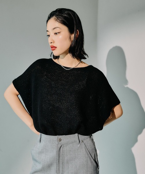 LEPSIM(レプシィム)の「5ゲージカノコライクプルオーバーSS 243190(ニット/セーター・レディース・ホワイト×ブラック/ブルー/ブラック/キナリ/レッド系その他・FREE)」の4枚目の写真