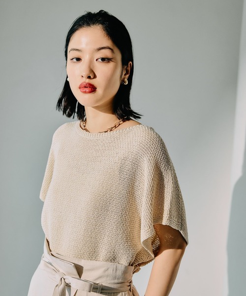 LEPSIM(レプシィム)の「5ゲージカノコライクプルオーバーSS 243190(ニット/セーター・レディース・ホワイト×ブラック/ブルー/ブラック/キナリ/レッド系その他・FREE)」の20枚目の写真