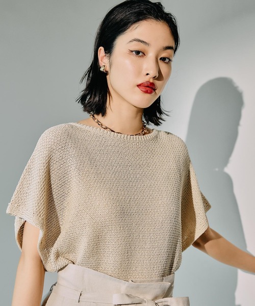 LEPSIM(レプシィム)の「5ゲージカノコライクプルオーバーSS 243190(ニット/セーター・レディース・ホワイト×ブラック/ブルー/ブラック/キナリ/レッド系その他・FREE)」の21枚目の写真