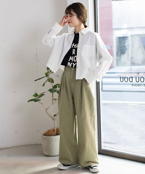 POU DOU DOU（プードゥドゥ）の「レギュラーカラークロップドシャツ（シャツ/ブラウス・レディース・ダークグレー/ブルー/オフホワイト・M）」の7枚目の写真