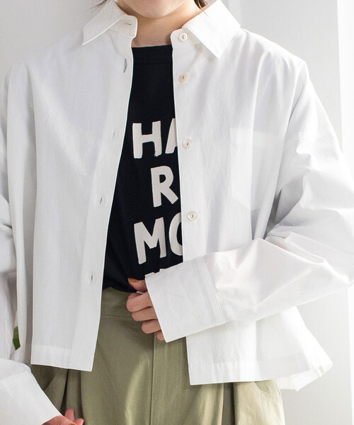 POU DOU DOU（プードゥドゥ）の「レギュラーカラークロップドシャツ（シャツ/ブラウス・レディース・ダークグレー/ブルー/オフホワイト・M）」の9枚目の写真