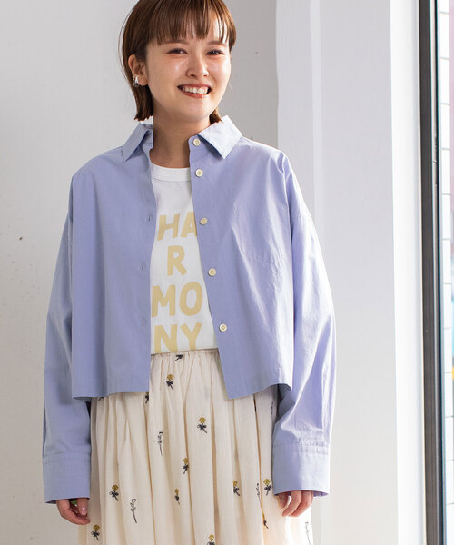 POU DOU DOU（プードゥドゥ）の「レギュラーカラークロップドシャツ（シャツ/ブラウス・レディース・ダークグレー/ブルー/オフホワイト・M）」の20枚目の写真