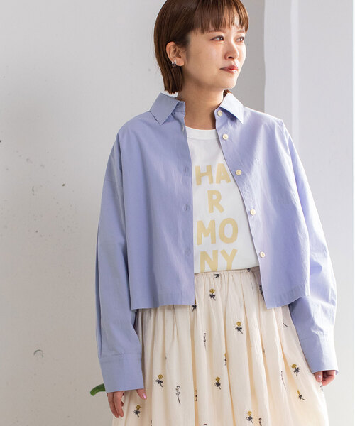 POU DOU DOU（プードゥドゥ）の「レギュラーカラークロップドシャツ（シャツ/ブラウス・レディース・ダークグレー/ブルー/オフホワイト・M）」の21枚目の写真