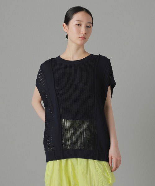 ZUCCa(ズッカ)の「ラミーコットン / ニットベスト / S(ベスト・レディース・ネイビー/オフホワイト・M size)」の6枚目の写真
