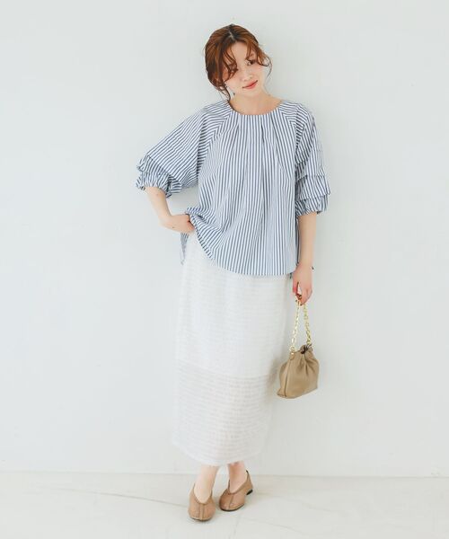 le.coeur blanc(ルクールブラン)の「シアーフリンジタイトスカート(スカート・レディース・ブラック/オフホワイト・38)」の17枚目の写真