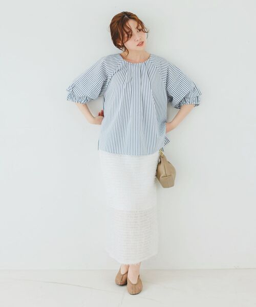 le.coeur blanc(ルクールブラン)の「シアーフリンジタイトスカート(スカート・レディース・ブラック/オフホワイト・38)」の19枚目の写真