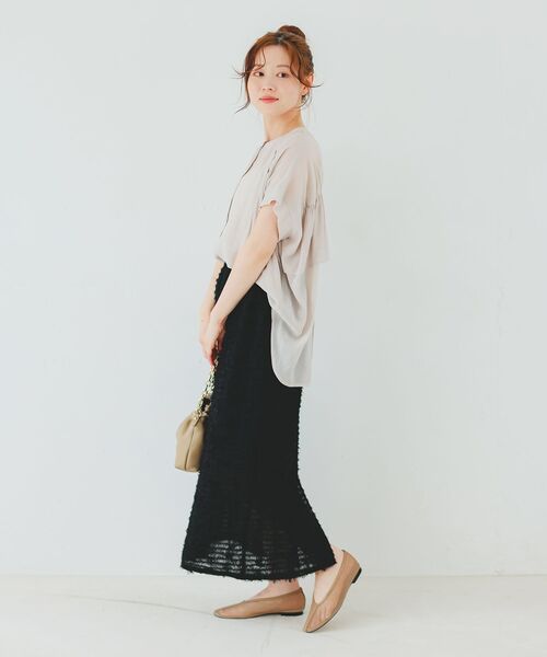 le.coeur blanc(ルクールブラン)の「シアーフリンジタイトスカート(スカート・レディース・ブラック/オフホワイト・38)」の6枚目の写真