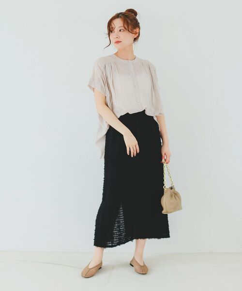le.coeur blanc(ルクールブラン)の「シアーフリンジタイトスカート(スカート・レディース・ブラック/オフホワイト・38)」の9枚目の写真