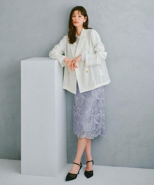 index（インデックス）の「《XS-LLサイズ》フラワーレースタイトスカート【洗濯機洗い可】（スカート・レディース・チャコールグレー/ライトブルー/サンドベージュ/チャコール・40/38/42/36/34）」の4枚目の写真