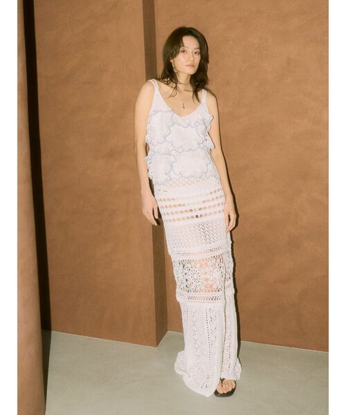 Ungrid（アングリッド）の「【Htage】かぎ針コンビニットワンピース（ワンピース・レディース・オフホワイト/ネイビー・FREE）」の3枚目の写真