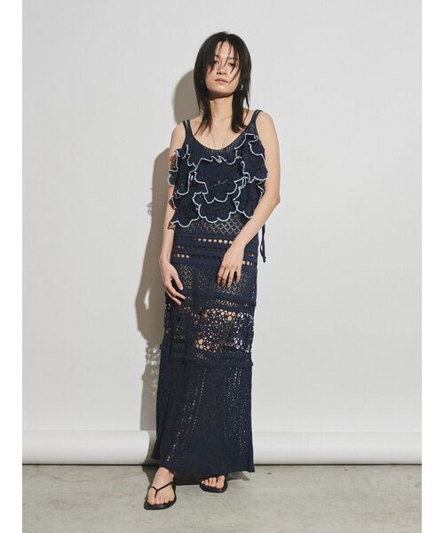 Ungrid ワンピース バックレースアップニットセットワンピース