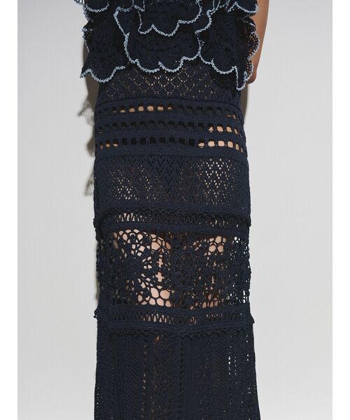 Ungrid（アングリッド）の「【Htage】かぎ針コンビニットワンピース（ワンピース・レディース・オフホワイト/ネイビー・FREE）」の10枚目の写真