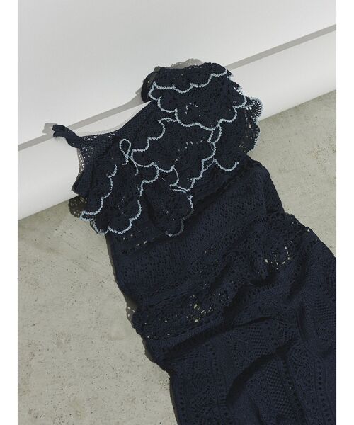 Ungrid（アングリッド）の「【Htage】かぎ針コンビニットワンピース（ワンピース・レディース・オフホワイト/ネイビー・FREE）」の13枚目の写真