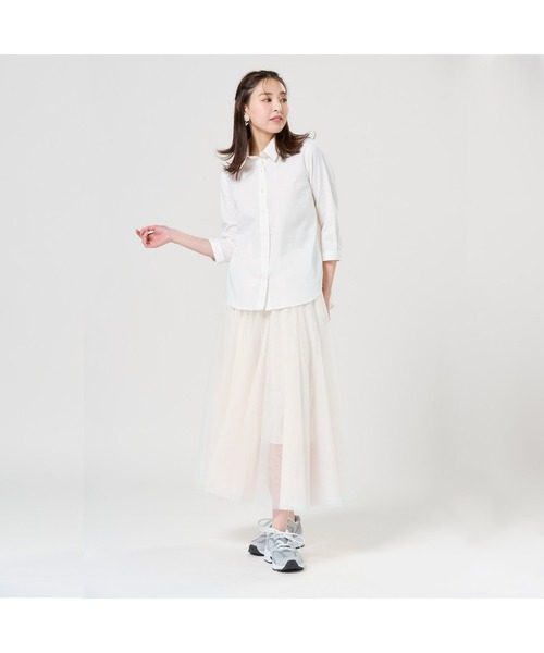 TOKYO SHIRTS（トウキョウシャツ）の「【Pitta Re:)】 レディースカジュアルシャツ Wガーゼ 七分袖 綿100%（シャツ/ブラウス・レディース・オフホワイト・LL/S/M/L）」の6枚目の写真