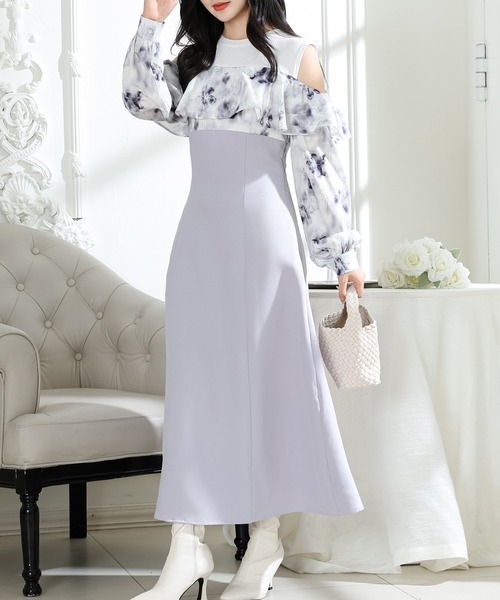 Lace Ladies(レースレディース)の「花柄 オフショル ブラウス ドッキング ロング ワンピース(ワンピース・レディース・ピンク/ブルーグレー/グレイッシュベージュ・FREE/S)」の15枚目の写真