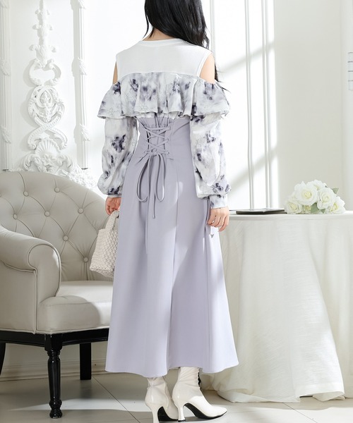 Lace Ladies(レースレディース)の「花柄 オフショル ブラウス ドッキング ロング ワンピース(ワンピース・レディース・ピンク/ブルーグレー/グレイッシュベージュ・FREE/S)」の18枚目の写真
