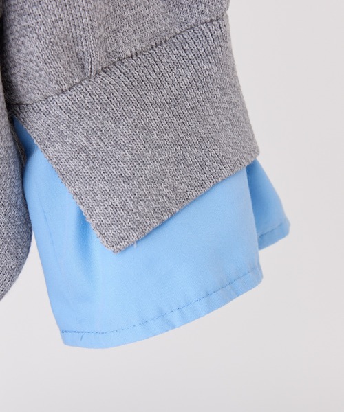 one after another NICE CLAUP（ワンアフターアナザーナイスクラップ）の「レイヤード襟付きポロニット（ニット/セーター・レディース・ネイビー/ベージュ/サックスブルー/杢グレー/ブラウン/ブラック/グレー×ピンク・FREE）」の13枚目の写真