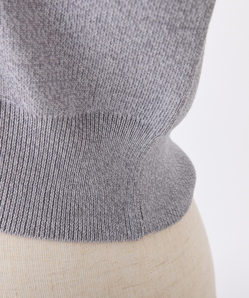 one after another NICE CLAUP（ワンアフターアナザーナイスクラップ）の「レイヤード襟付きポロニット（ニット/セーター・レディース・ネイビー/ベージュ/サックスブルー/杢グレー/ブラウン/ブラック/グレー×ピンク・FREE）」の14枚目の写真