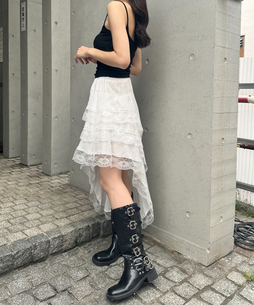 wears(ウェアーズ)の「レイヤードアシメントリーレーススカート(スカート・レディース・ホワイト/ブラック・FREE)」の9枚目の写真