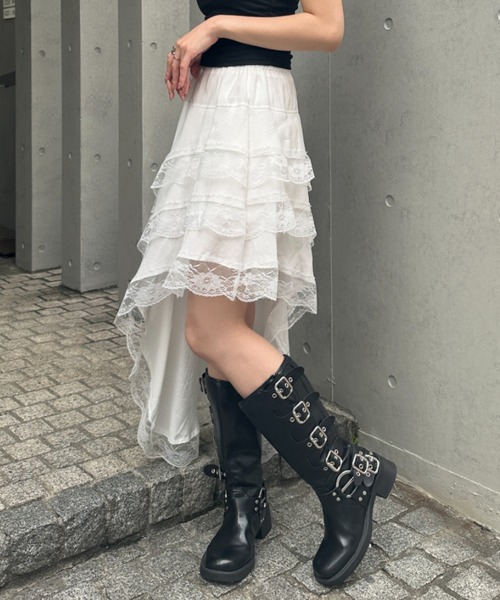wears(ウェアーズ)の「レイヤードアシメントリーレーススカート(スカート・レディース・ホワイト/ブラック・FREE)」の6枚目の写真