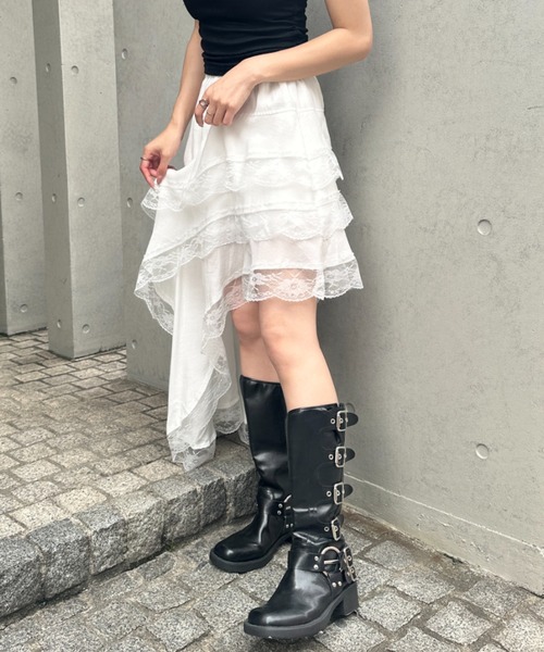 wears(ウェアーズ)の「レイヤードアシメントリーレーススカート(スカート・レディース・ホワイト/ブラック・FREE)」の7枚目の写真