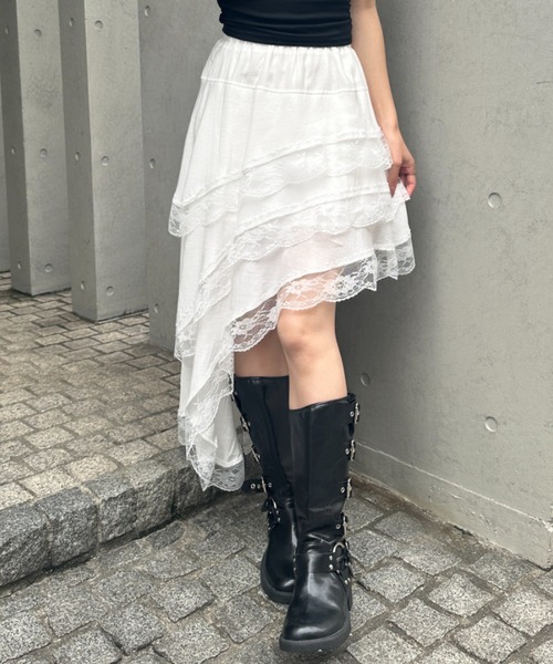 wears(ウェアーズ)の「レイヤードアシメントリーレーススカート(スカート・レディース・ホワイト/ブラック・FREE)」の5枚目の写真