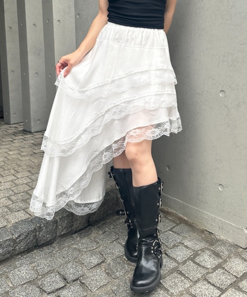 wears(ウェアーズ)の「レイヤードアシメントリーレーススカート(スカート・レディース・ホワイト/ブラック・FREE)」の3枚目の写真