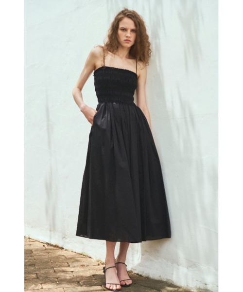 Estella.K(エステラケー)の「Before Sunset Dress2 シャーリングキャミドレス(ワンピース・レディース・ネイビー×ホワイト/ベージュ×ブラック/カーキ/ブラック/マスタード/レッド・FREE)」の15枚目の写真