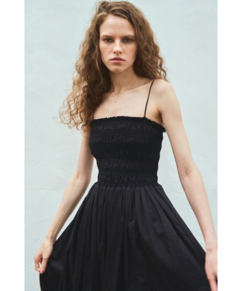 Estella.K(エステラケー)の「Before Sunset Dress2 シャーリングキャミドレス(ワンピース・レディース・ネイビー×ホワイト/ベージュ×ブラック/カーキ/ブラック/マスタード/レッド・FREE)」の9枚目の写真