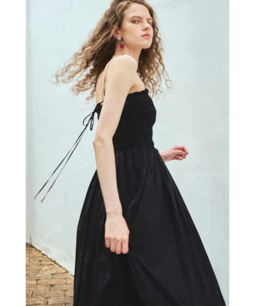 Estella.K(エステラケー)の「Before Sunset Dress2 シャーリングキャミドレス(ワンピース・レディース・ネイビー×ホワイト/ベージュ×ブラック/カーキ/ブラック/マスタード/レッド・FREE)」の10枚目の写真