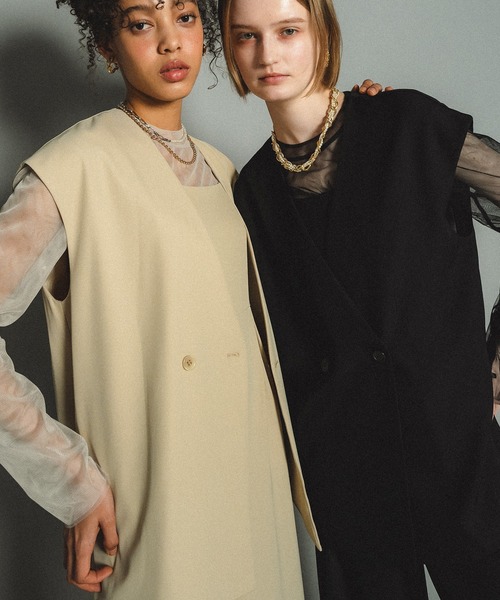 et.UNiVER（エトユニベール）の「Manish vest setup（パンツドレス・レディース・ブラウン/イエロー/グレー/ブラック・SMALL/MEDIUM/LARGE）」の18枚目の写真