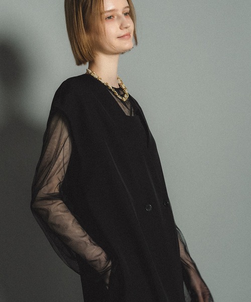 et.UNiVER（エトユニベール）の「Manish vest setup（パンツドレス・レディース・ブラウン/イエロー/グレー/ブラック・SMALL/MEDIUM/LARGE）」の10枚目の写真