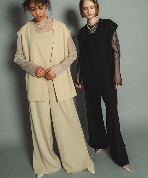 et.UNiVER（エトユニベール）の「Manish vest setup（パンツドレス・レディース・ブラウン/イエロー/グレー/ブラック・SMALL/MEDIUM/LARGE）」の21枚目の写真