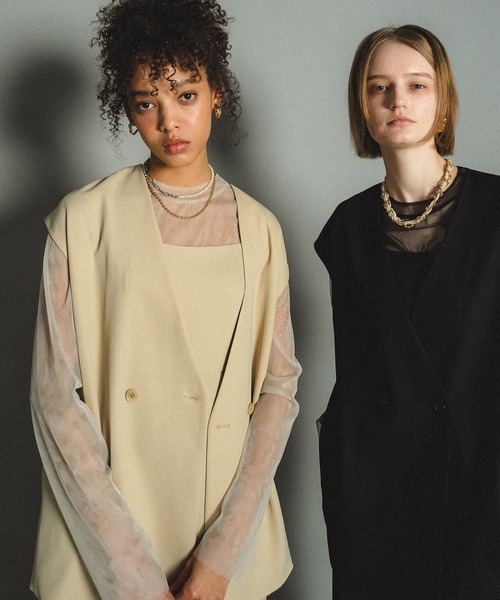 et.UNiVER（エトユニベール）の「Manish vest setup（パンツドレス・レディース・ブラウン/イエロー/グレー/ブラック・SMALL/MEDIUM/LARGE）」の12枚目の写真