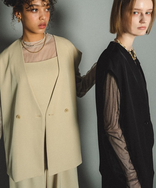 et.UNiVER（エトユニベール）の「Manish vest setup（パンツドレス・レディース・ブラウン/イエロー/グレー/ブラック・SMALL/MEDIUM/LARGE）」の13枚目の写真