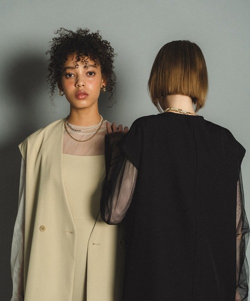 et.UNiVER（エトユニベール）の「Manish vest setup（パンツドレス・レディース・ブラウン/イエロー/グレー/ブラック・SMALL/MEDIUM/LARGE）」の14枚目の写真