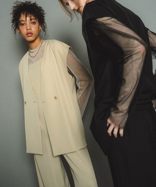 et.UNiVER（エトユニベール）の「Manish vest setup（パンツドレス・レディース・ブラウン/イエロー/グレー/ブラック・SMALL/MEDIUM/LARGE）」の15枚目の写真