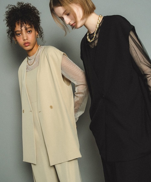 et.UNiVER（エトユニベール）の「Manish vest setup（パンツドレス・レディース・ブラウン/イエロー/グレー/ブラック・SMALL/MEDIUM/LARGE）」の16枚目の写真