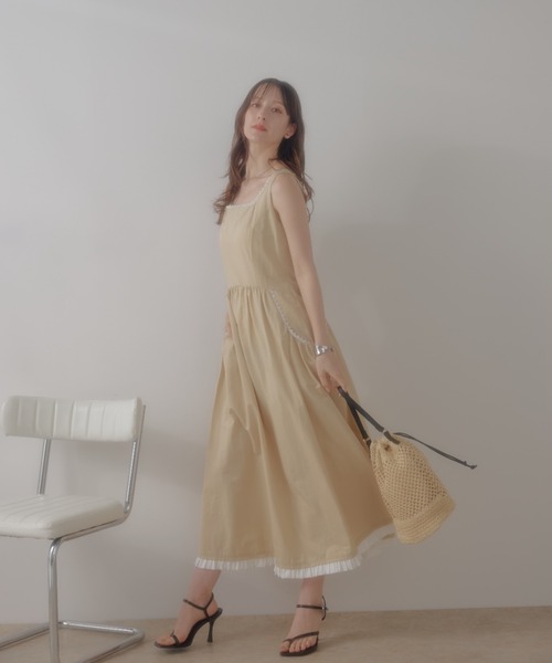 ECREL（エクレール）の「リムレースフリルギャザーワンピース（ワンピース・レディース・ブラック/ベージュ・FREE）」の13枚目の写真