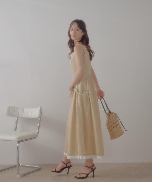 ECREL（エクレール）の「リムレースフリルギャザーワンピース（ワンピース・レディース・ブラック/ベージュ・FREE）」の14枚目の写真