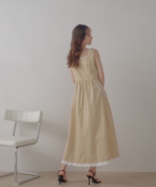 ECREL（エクレール）の「リムレースフリルギャザーワンピース（ワンピース・レディース・ブラック/ベージュ・FREE）」の15枚目の写真