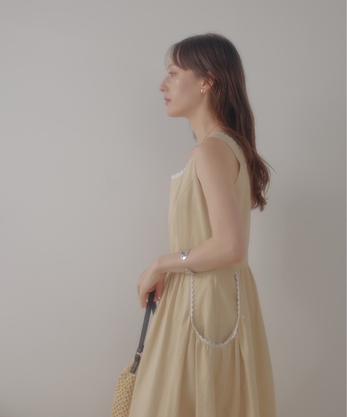 ECREL（エクレール）の「リムレースフリルギャザーワンピース（ワンピース・レディース・ブラック/ベージュ・FREE）」の16枚目の写真