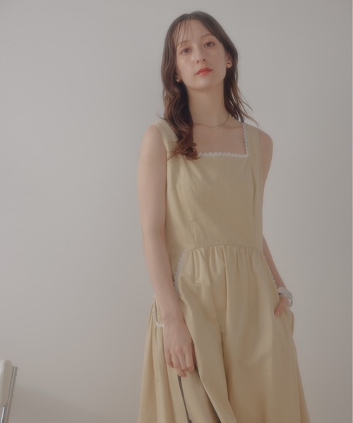 ECREL（エクレール）の「リムレースフリルギャザーワンピース（ワンピース・レディース・ブラック/ベージュ・FREE）」の17枚目の写真