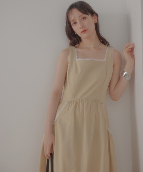 ECREL（エクレール）の「リムレースフリルギャザーワンピース（ワンピース・レディース・ブラック/ベージュ・FREE）」の11枚目の写真