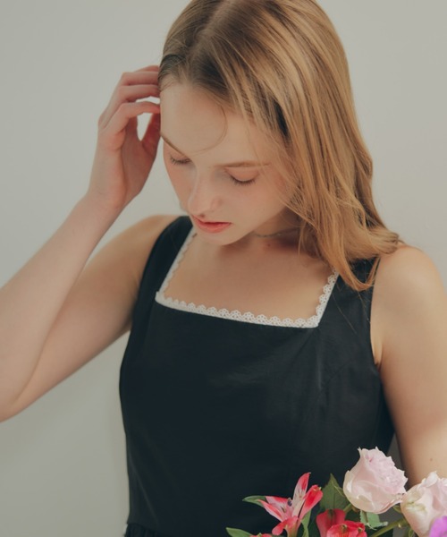 ECREL（エクレール）の「リムレースフリルギャザーワンピース（ワンピース・レディース・ブラック/ベージュ・FREE）」の6枚目の写真